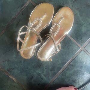 Lilly Pulitzer Gold Sandals with Pearl Accents